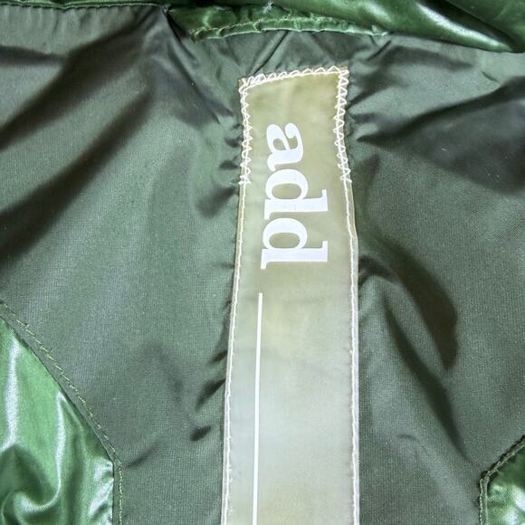 ADD Men 40 Green Duck Down Hooded Puffer Jacket Zip Snap Front Long Sleeve Warm - Picture 3 of 15